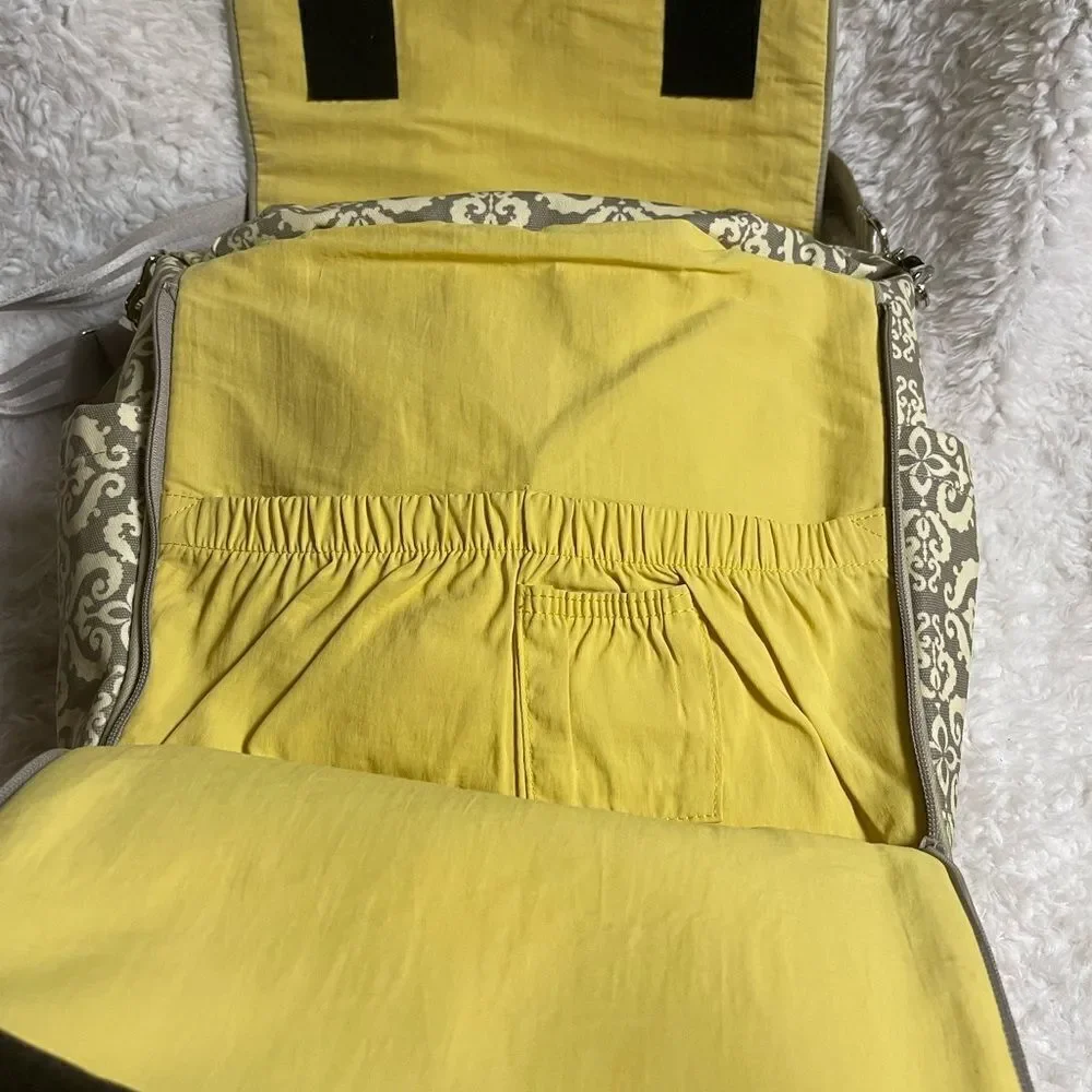Petunia Pickle Bottom Diaper Bag Shoulder Strap /Backpack Straps Gray Yellow.